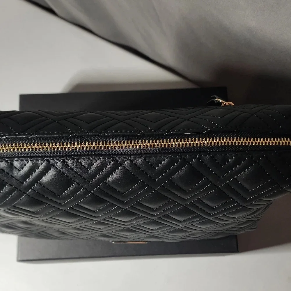 Trina Turk Black Quilted Cosmetic Bag